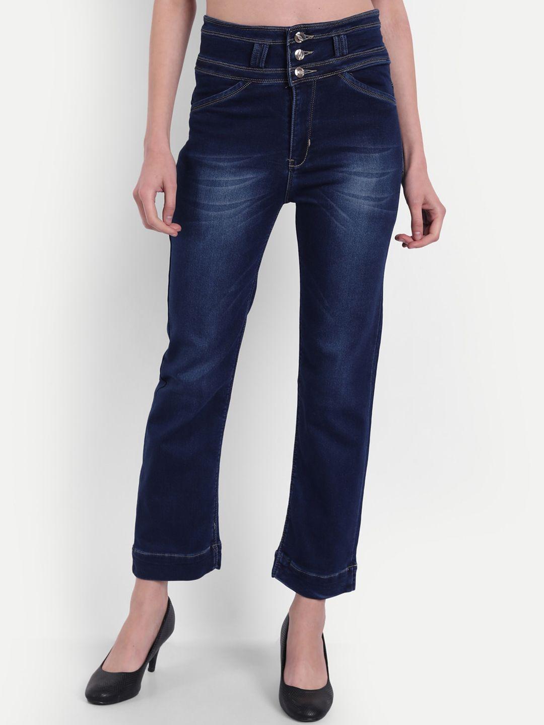 next one women straight fit high-rise light fade stretchable cotton jeans