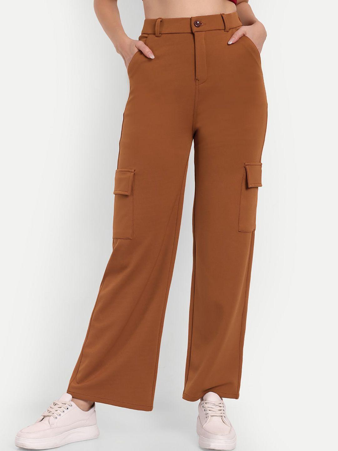 next one women tan smart straight fit high-rise easy wash trousers