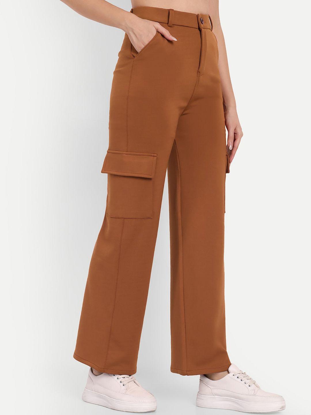 next one women tan smart straight fit high-rise easy wash trousers