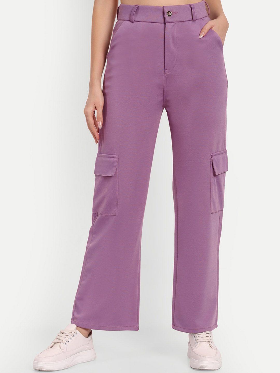 next one women violet smart straight fit high-rise easy wash cargos trousers