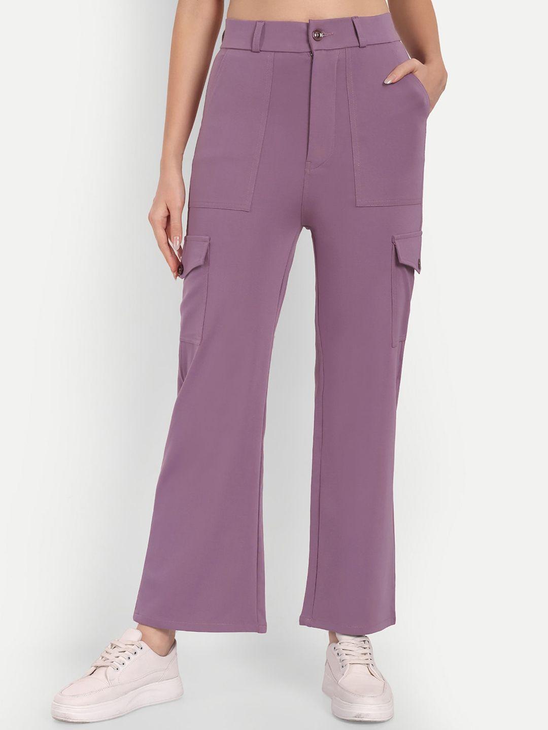 next one women violet smart straight fit high-rise easy wash cargos trousers