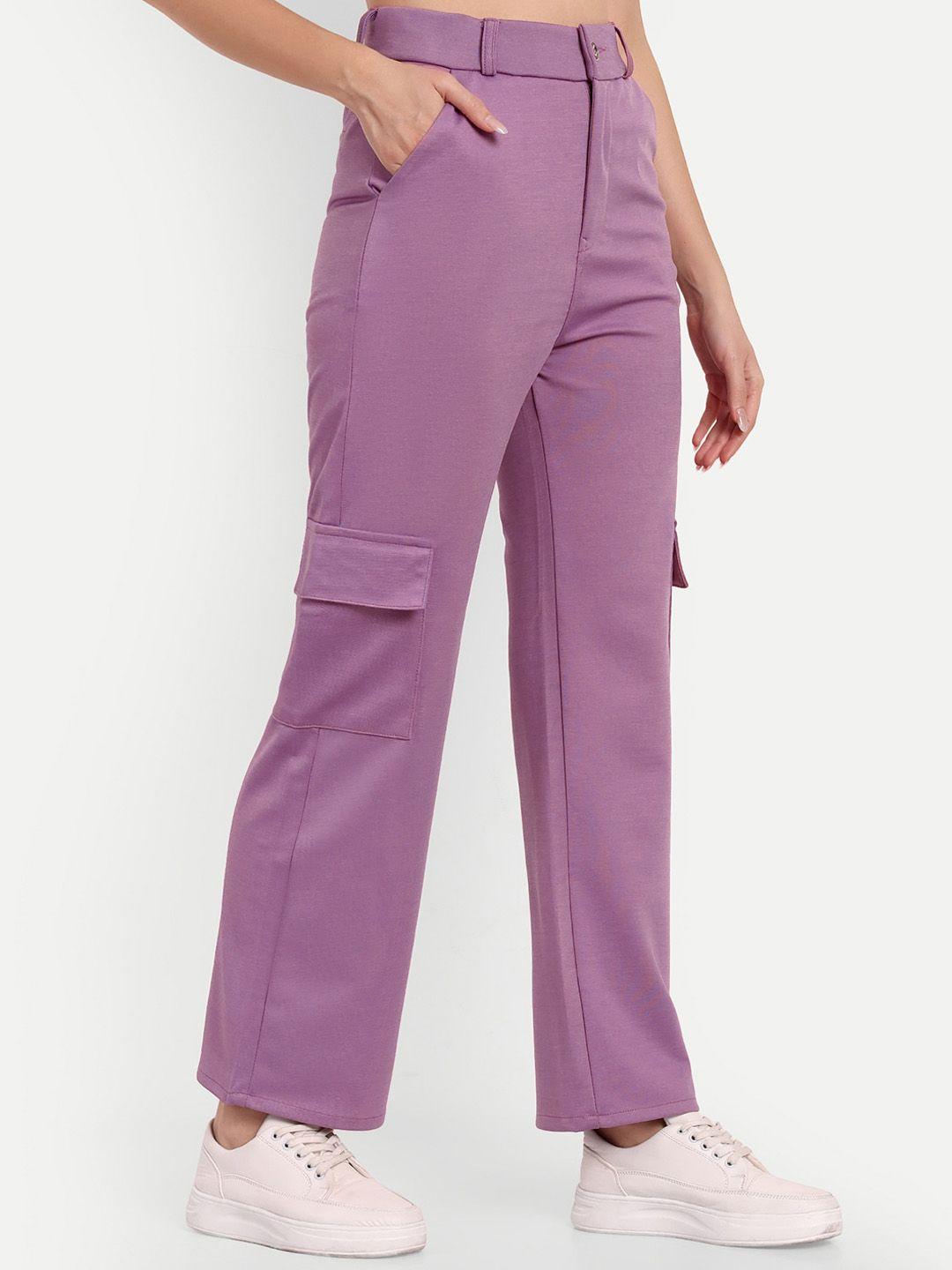 next one women violet smart straight fit high-rise easy wash cargos trousers