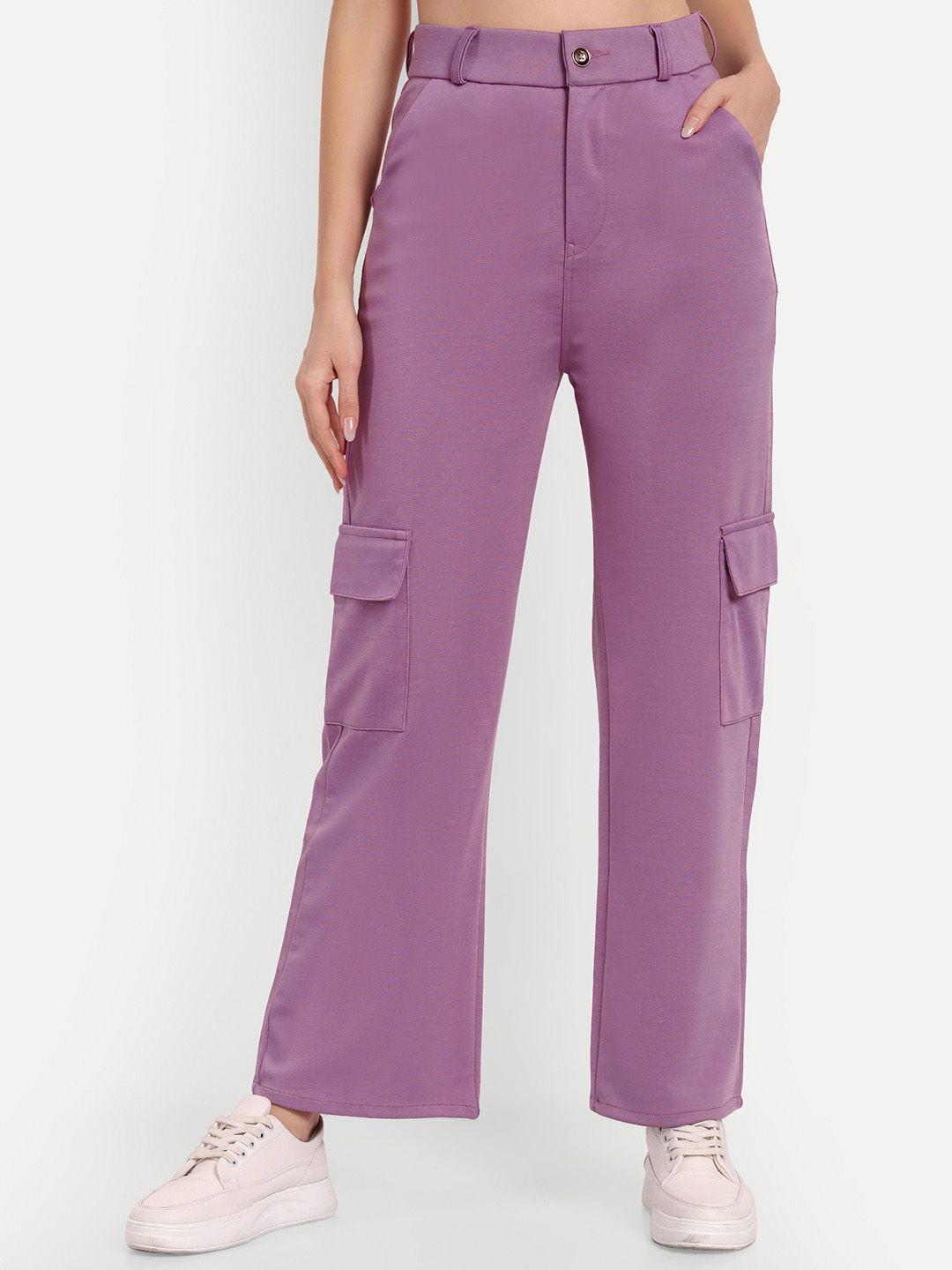 next one women violet smart straight fit high-rise easy wash cargos trousers