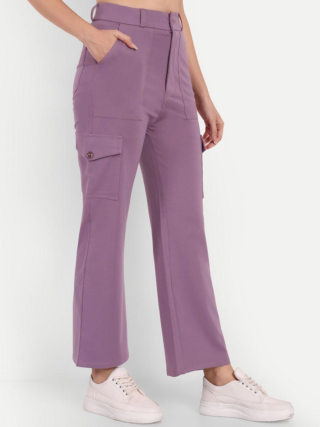 next one women violet smart straight fit high-rise easy wash trousers