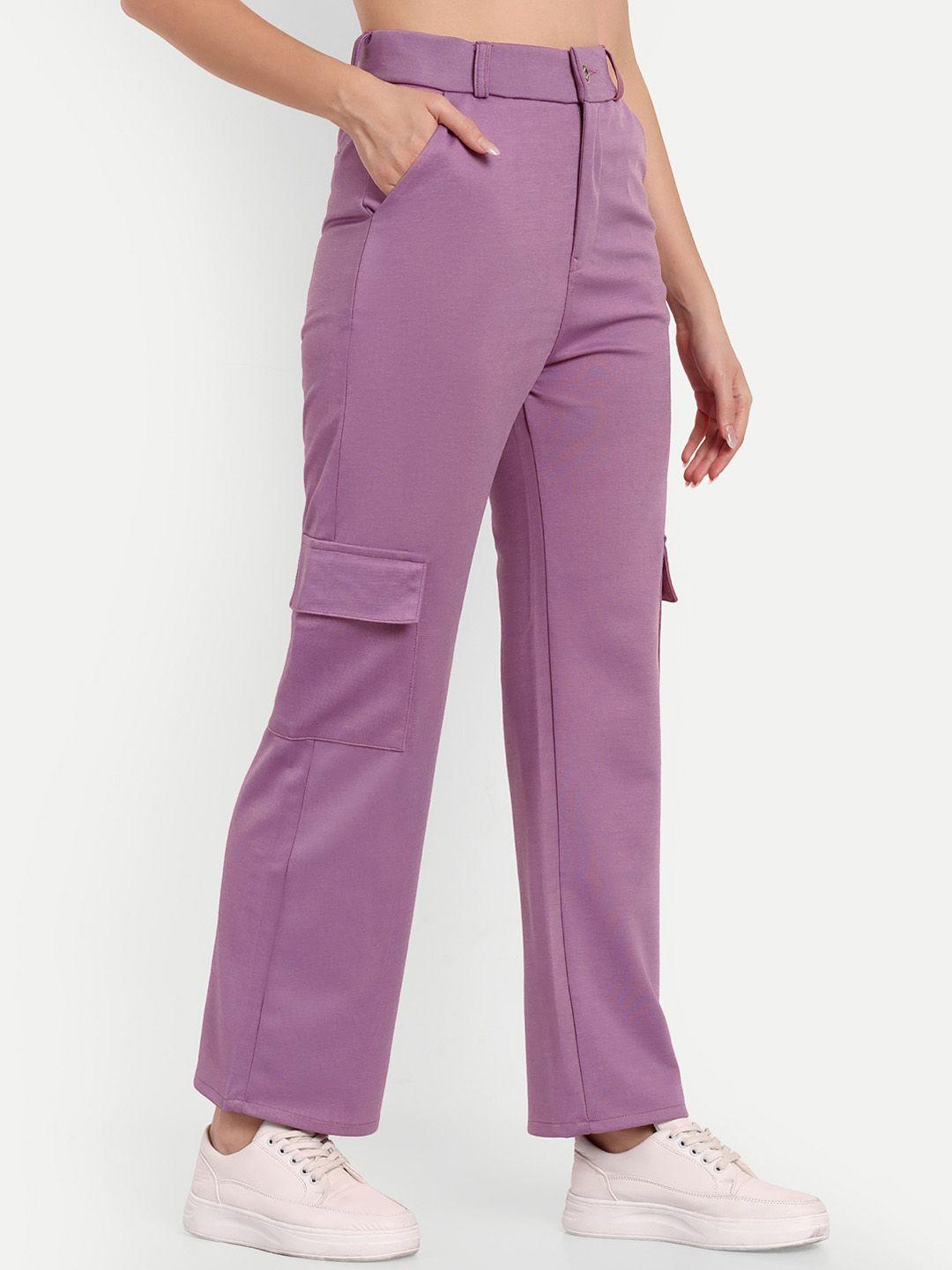 next one women violet smart straight fit high-rise easy wash trousers