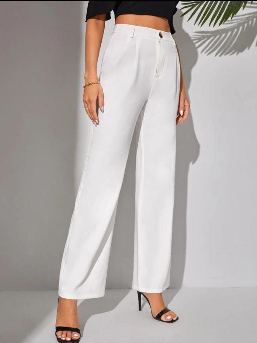 next one women white smart loose fit high-rise easy wash trousers