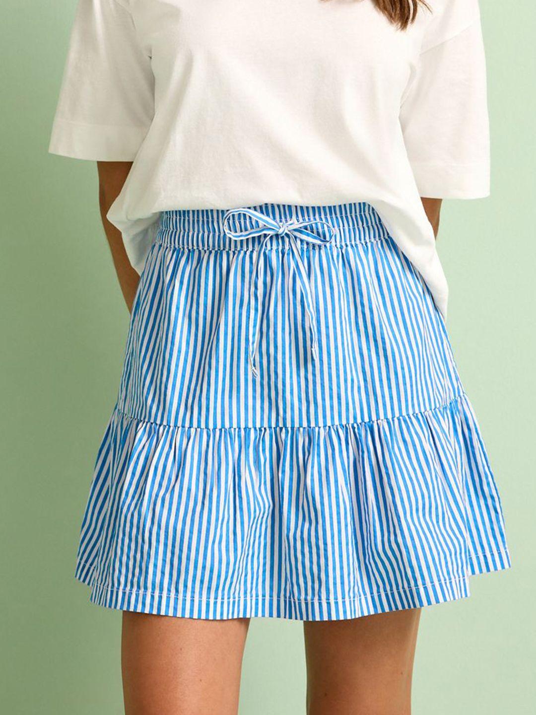 next pure cotton a-line striped casual mini skirt