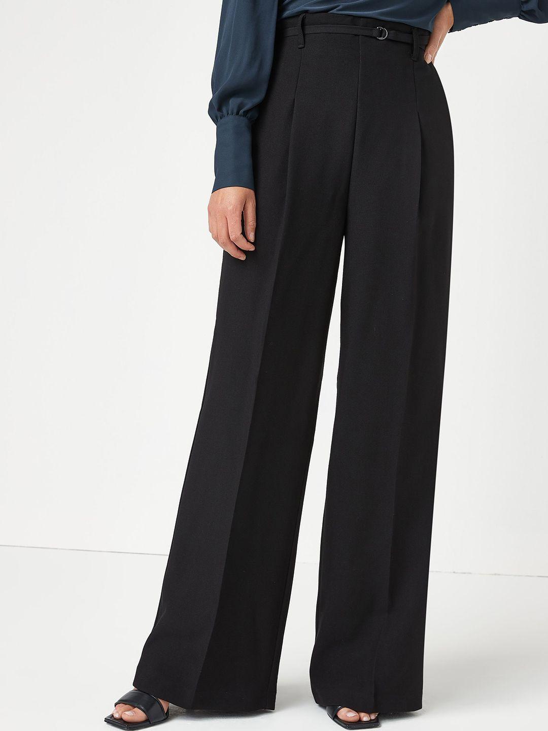 next women belted pleated wide leg trousers
