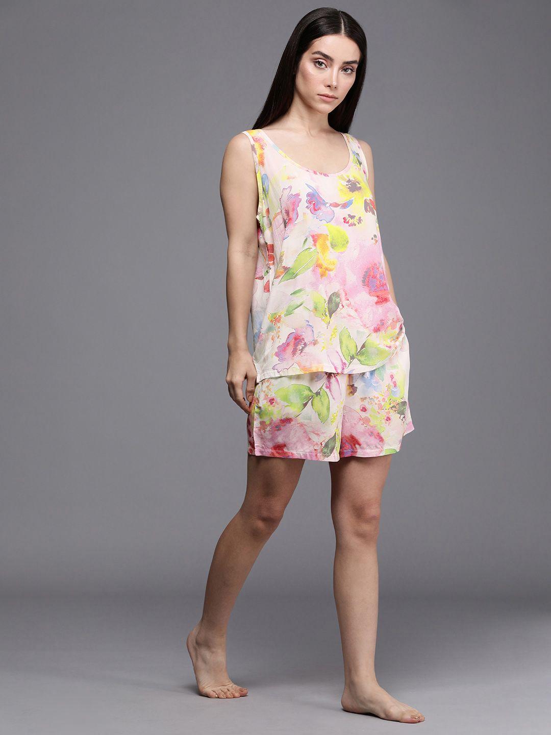 next women floral printed top and shorts