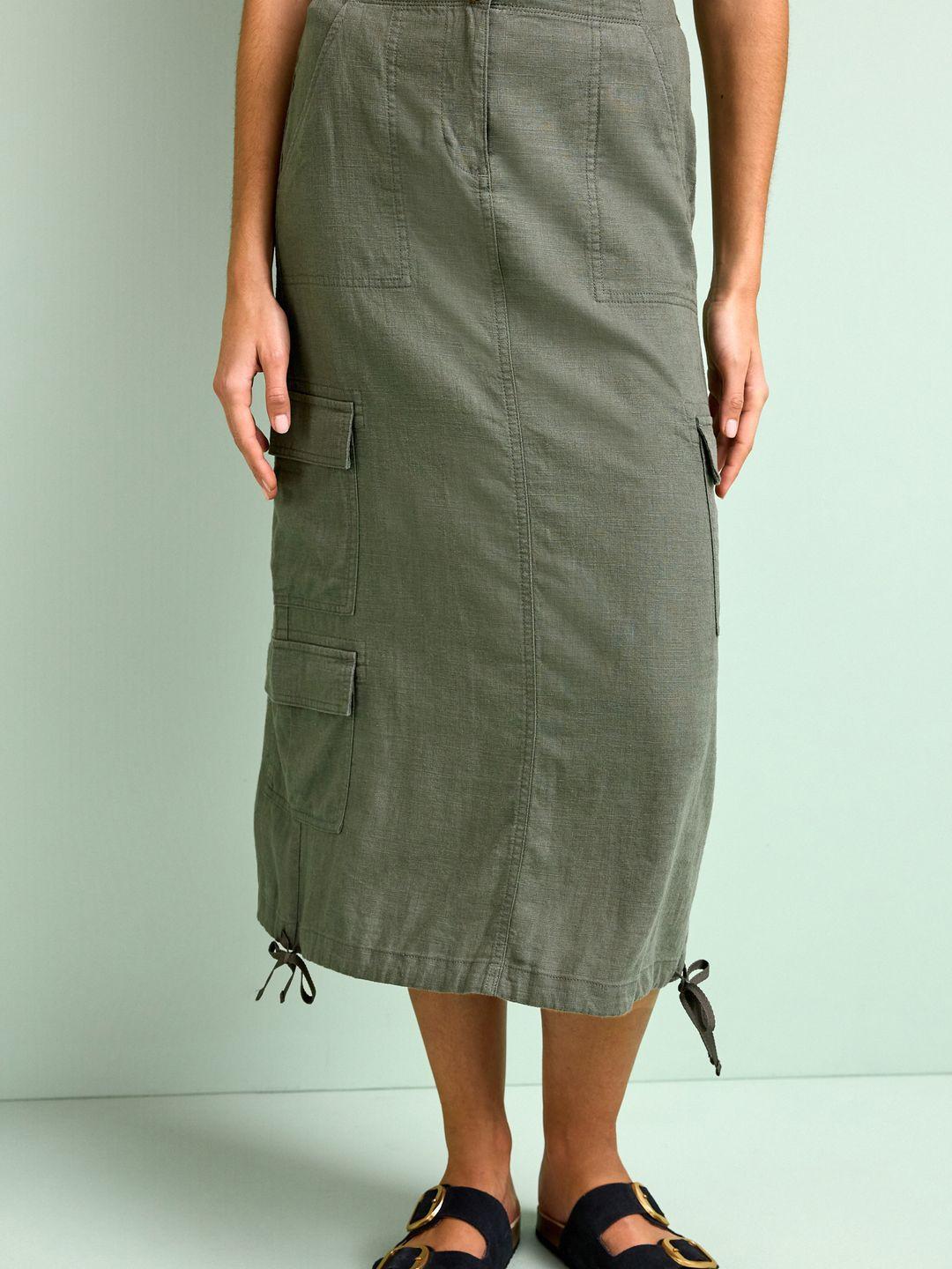 next women solid straight midi skirt