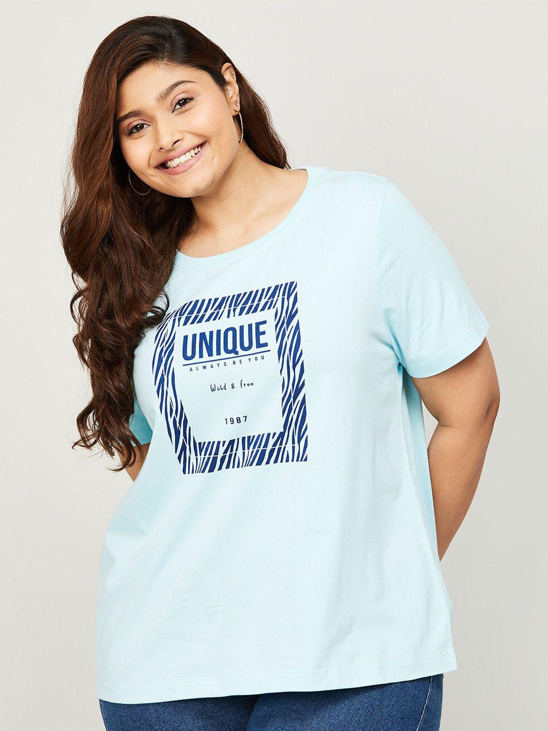 nexus women plus size printed pure cotton t-shirt