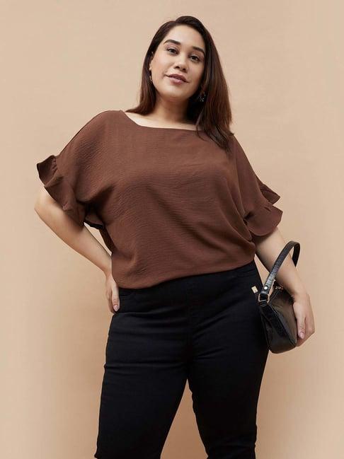 nexus by lifestyle brown regular fit top