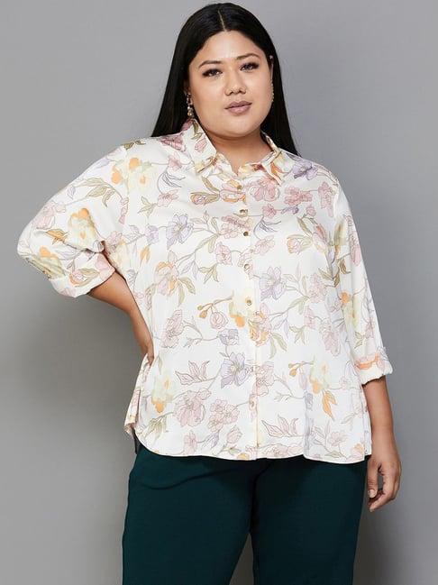 nexus by lifestyle off-white floral print shirt