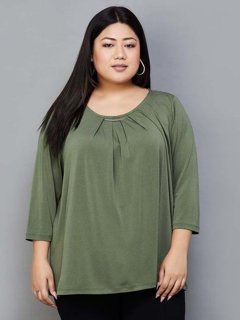 nexus by lifestyle olive green regular fit top