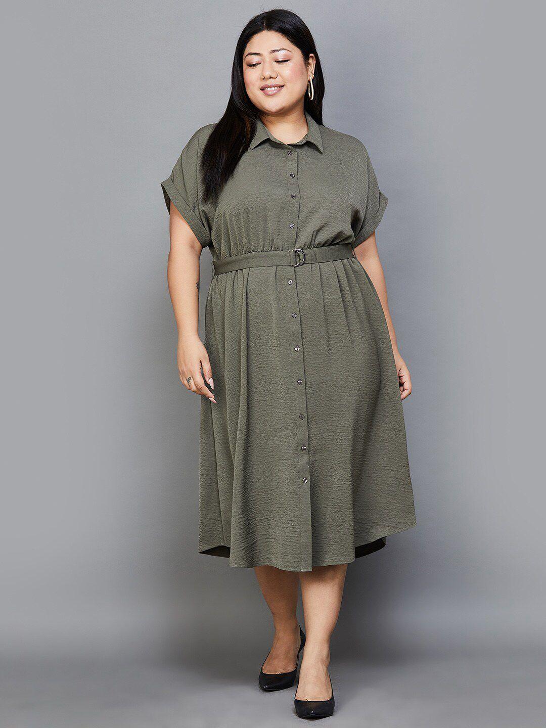 nexus by lifestyle plus size extended sleeves shirt style midi dress