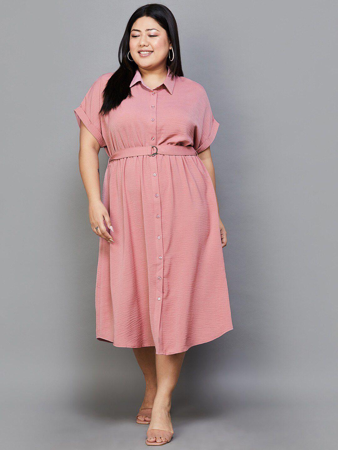 nexus by lifestyle plus size extended sleeves shirt style midi dress