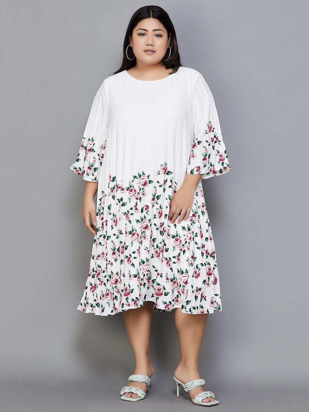 nexus by lifestyle plus size floral printed flared sleeve a-line dress