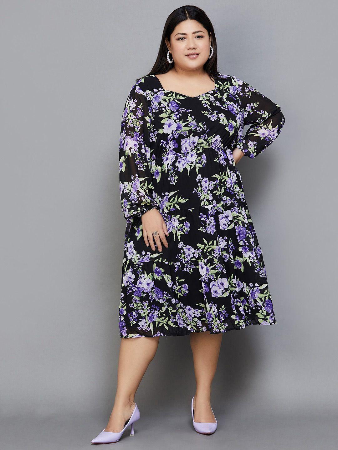 nexus by lifestyle plus size floral printed v-neck a-line dress