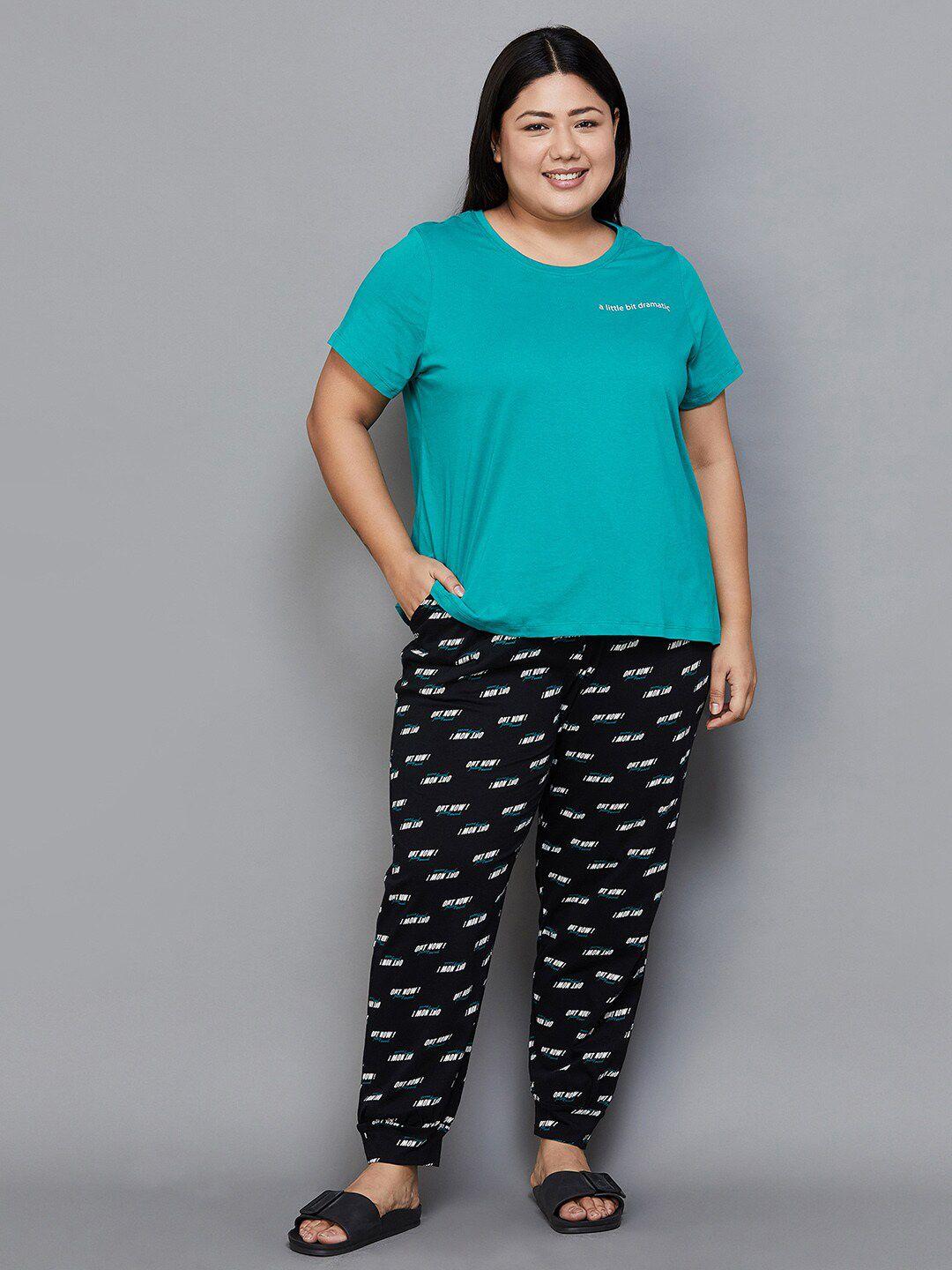 nexus by lifestyle plus size pure cotton t-shirt with pyjamas
