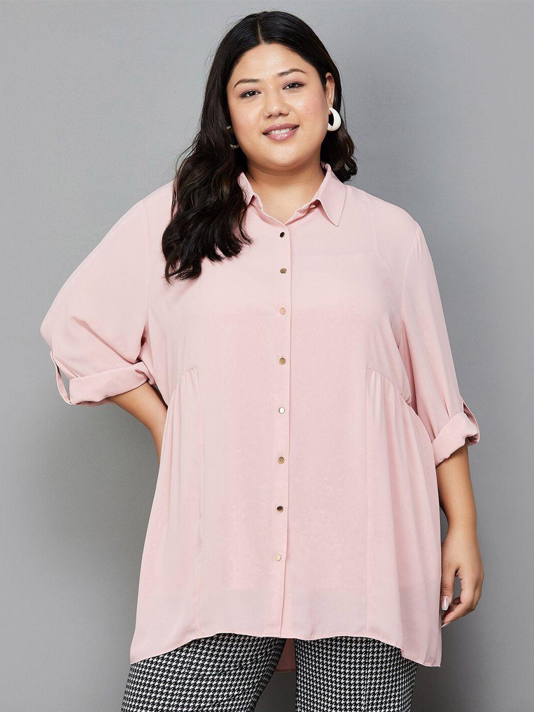 nexus by lifestyle plus size roll-up sleeves shirt style longline top