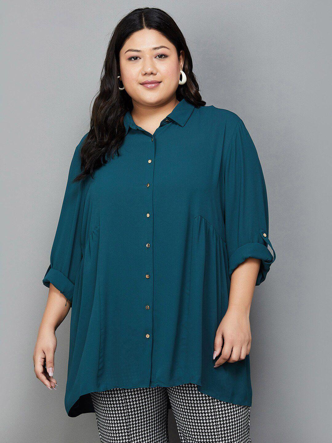 nexus by lifestyle plus size roll-up sleeves shirt style top