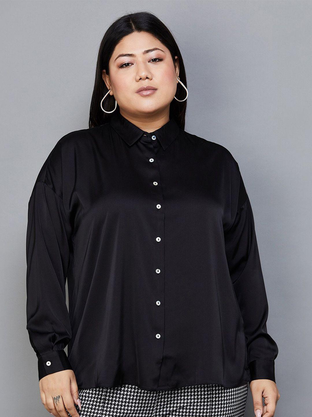 nexus by lifestyle plus size spread collar long sleeves shirt