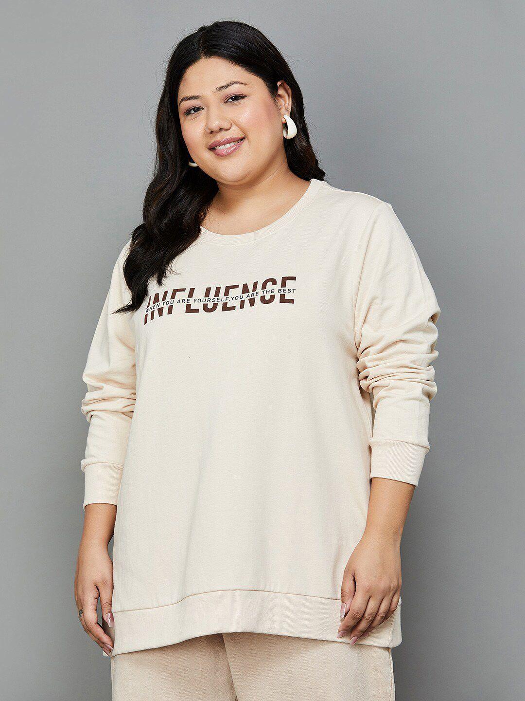 nexus by lifestyle plus size typography printed cotton sweatshirt