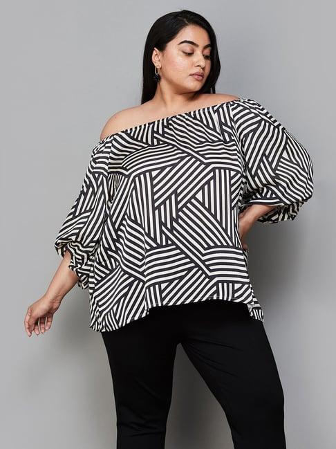 nexus by lifestyle white & black printed top