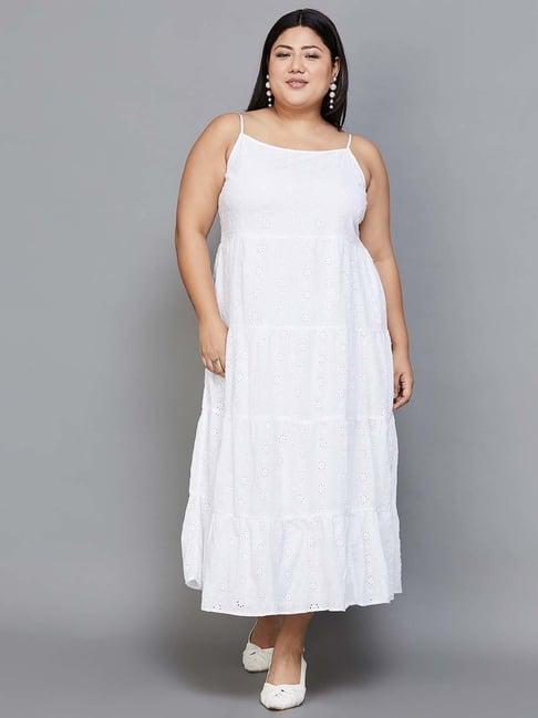 nexus by lifestyle white self pattern maxi dress