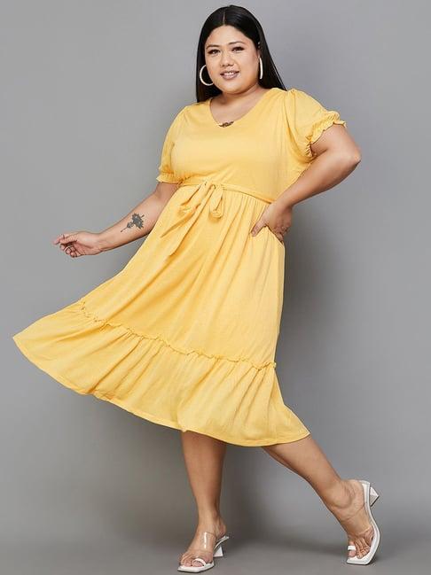 nexus by lifestyle yellow a-line dress