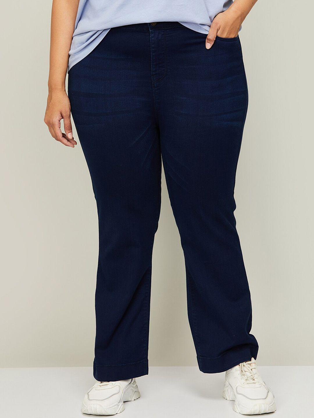 nexus plus size women dark shade mid-rise cotton jeans