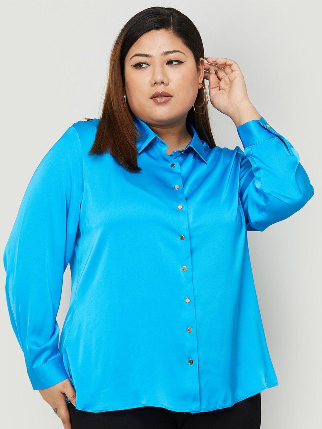 nexus plus size women spread collar casual shirt