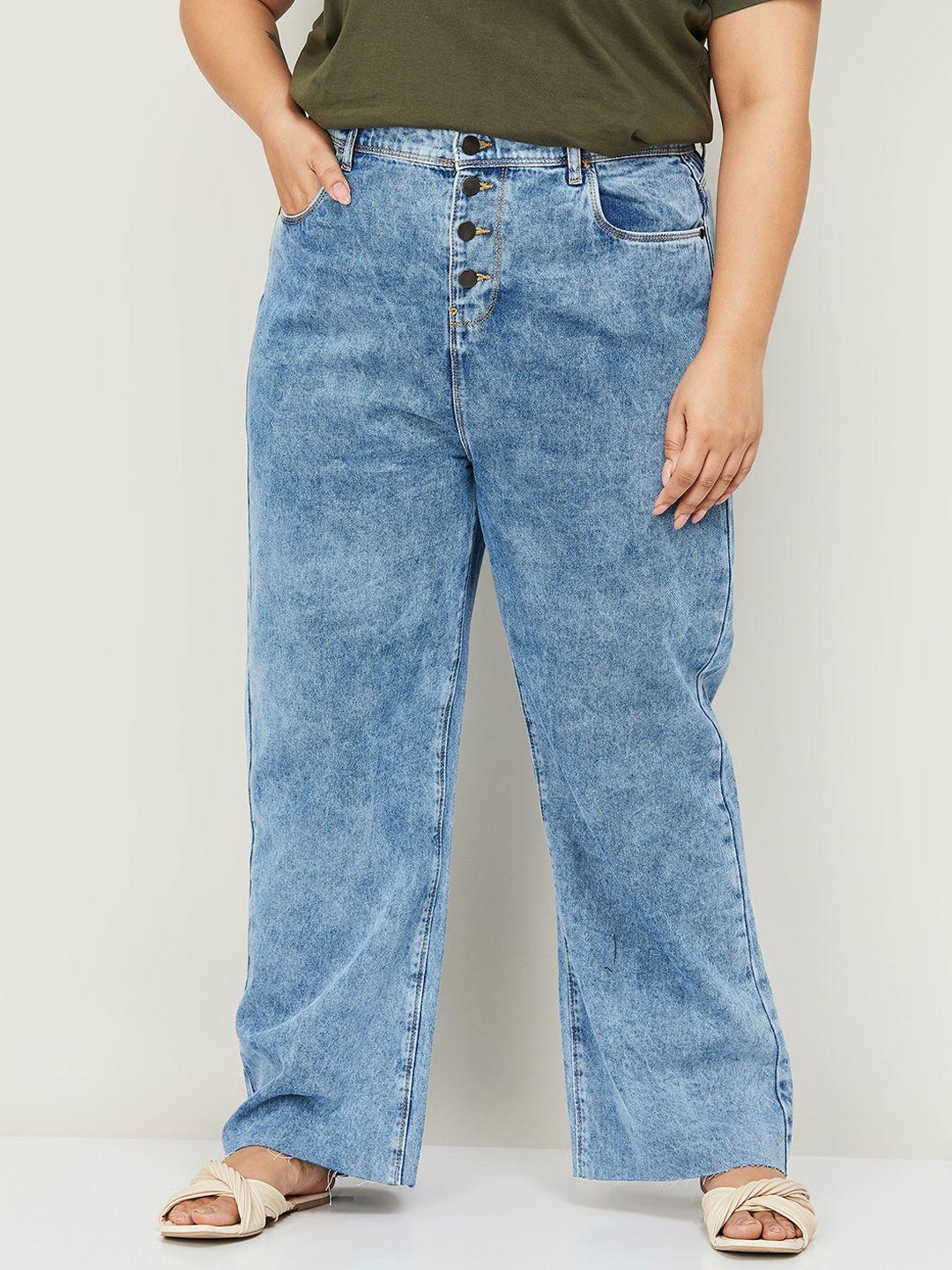 nexus women plus size wide leg heavy fade pure cotton jeans