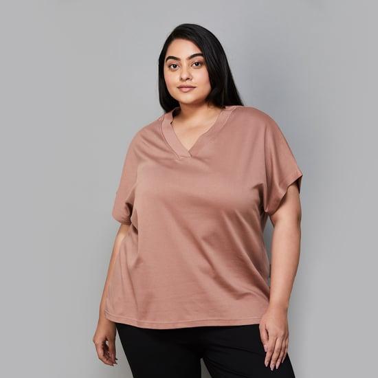 nexus women solid v-neck top