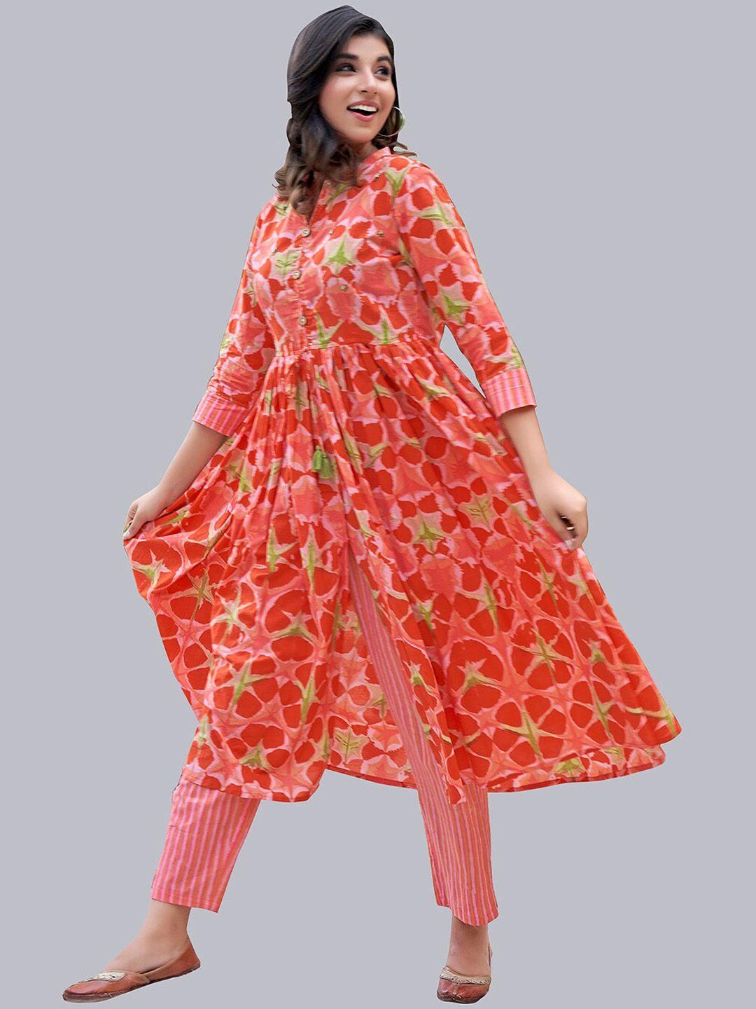 nh kapdewala floral printed pure cotton kurta with trousers