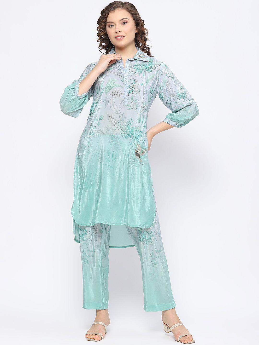 nh kapdewala floral printed pure cotton kurta with trousers