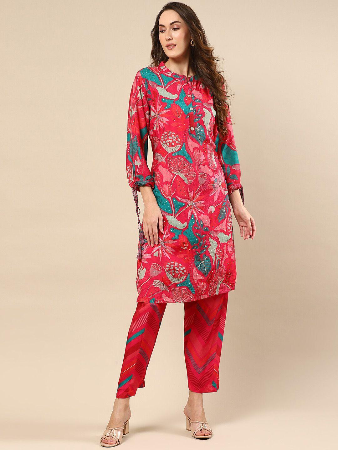 nh kapdewala floral printed straight kurta with trousers
