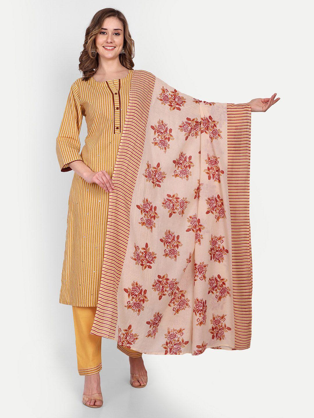 nh kapdewala printed pure cotton kurti with pyjamas & with dupatta
