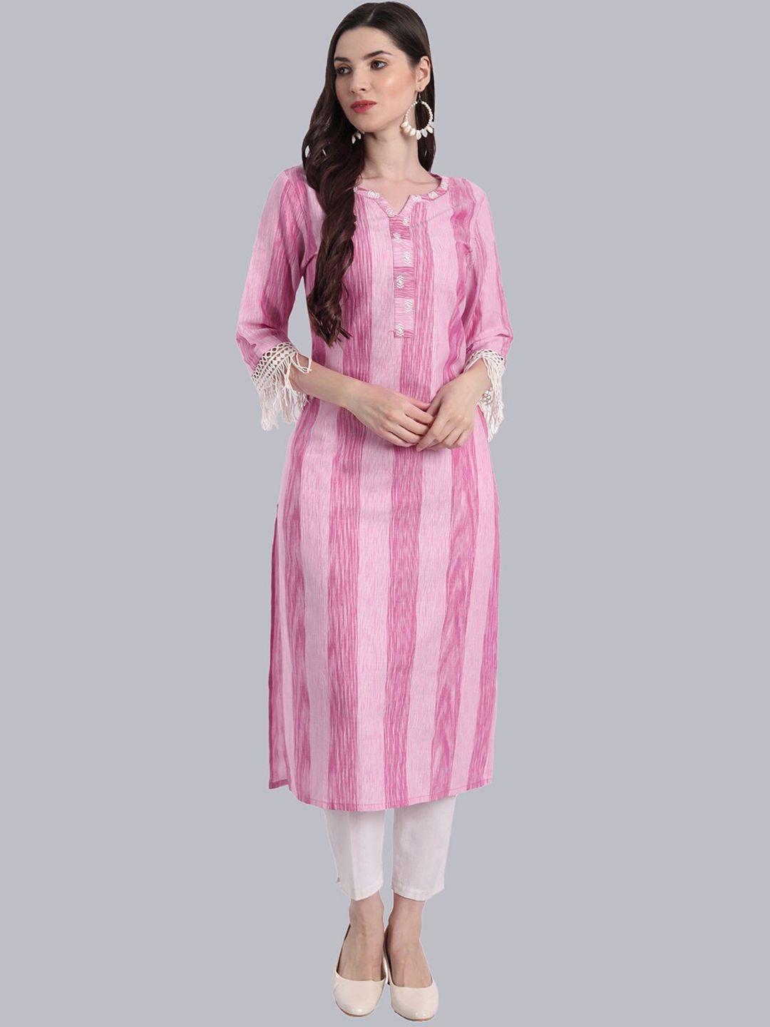 nh kapdewala striped round neck pure cotton kurta with trousers