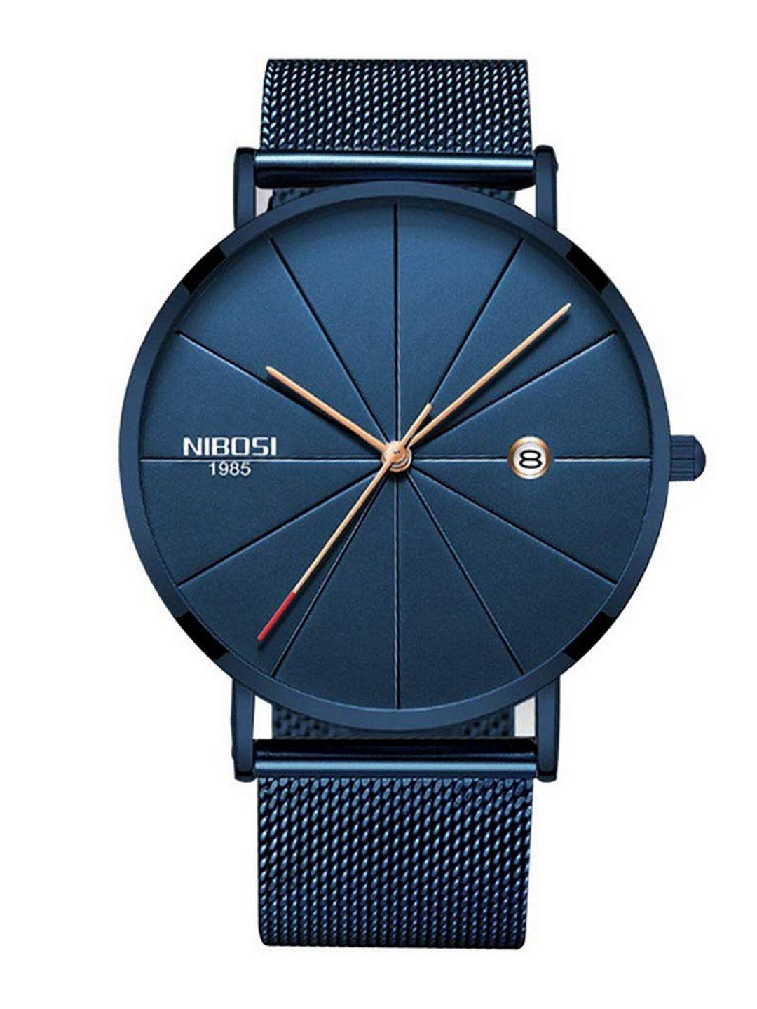 nibosi men blue dial & blue stainless steel straps analogue watch nb-2321