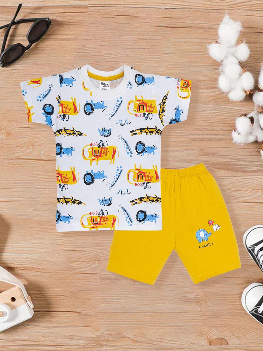 nick and jones kids graphic printed pure cotton t-shirt with shorts