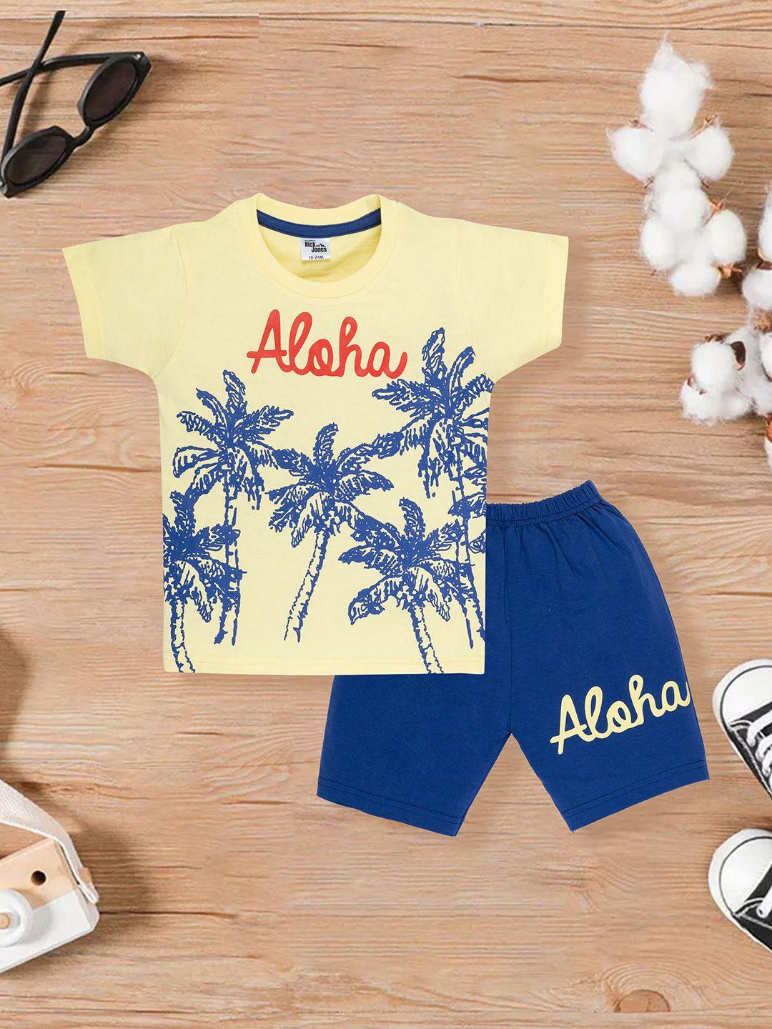 nick and jones kids printed pure cotton t-shirt with shorts