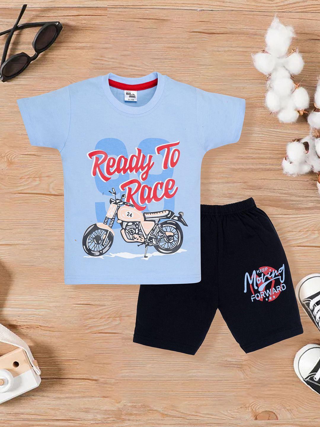 nick and jones kids printed pure cotton t-shirt with shorts