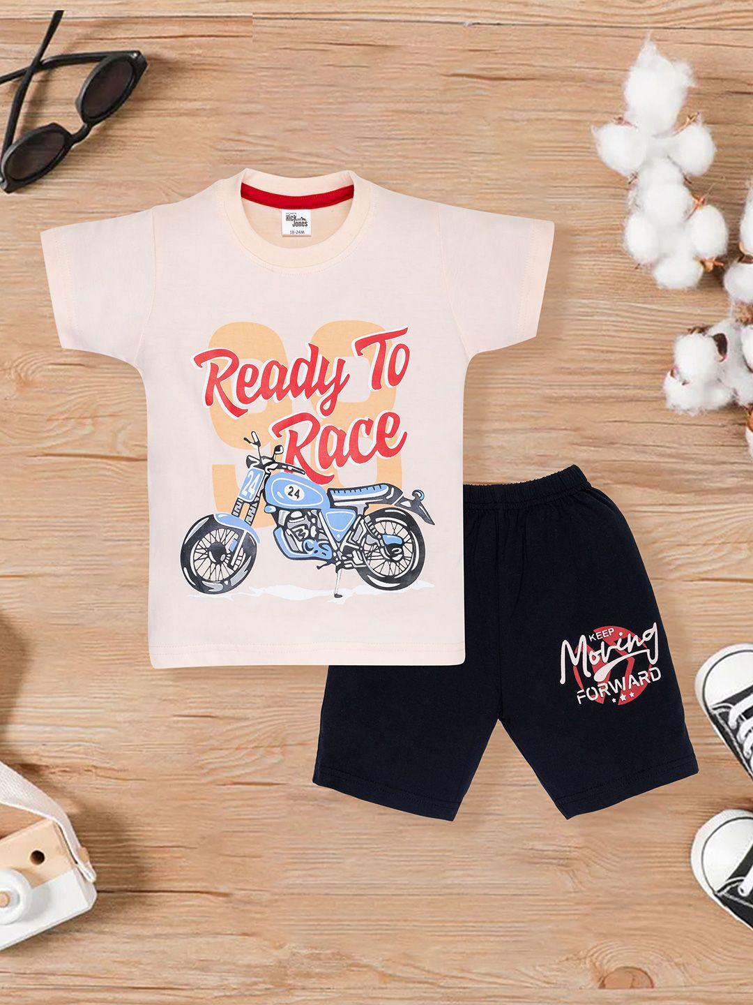 nick and jones kids printed pure cotton t-shirt with shorts