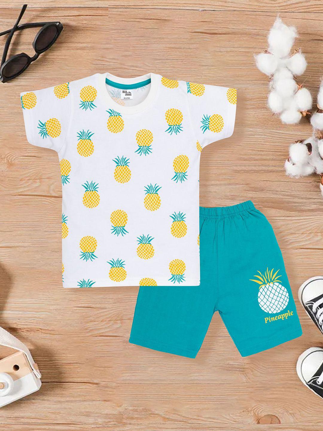 nick and jones kids printed pure cotton t-shirt with shorts