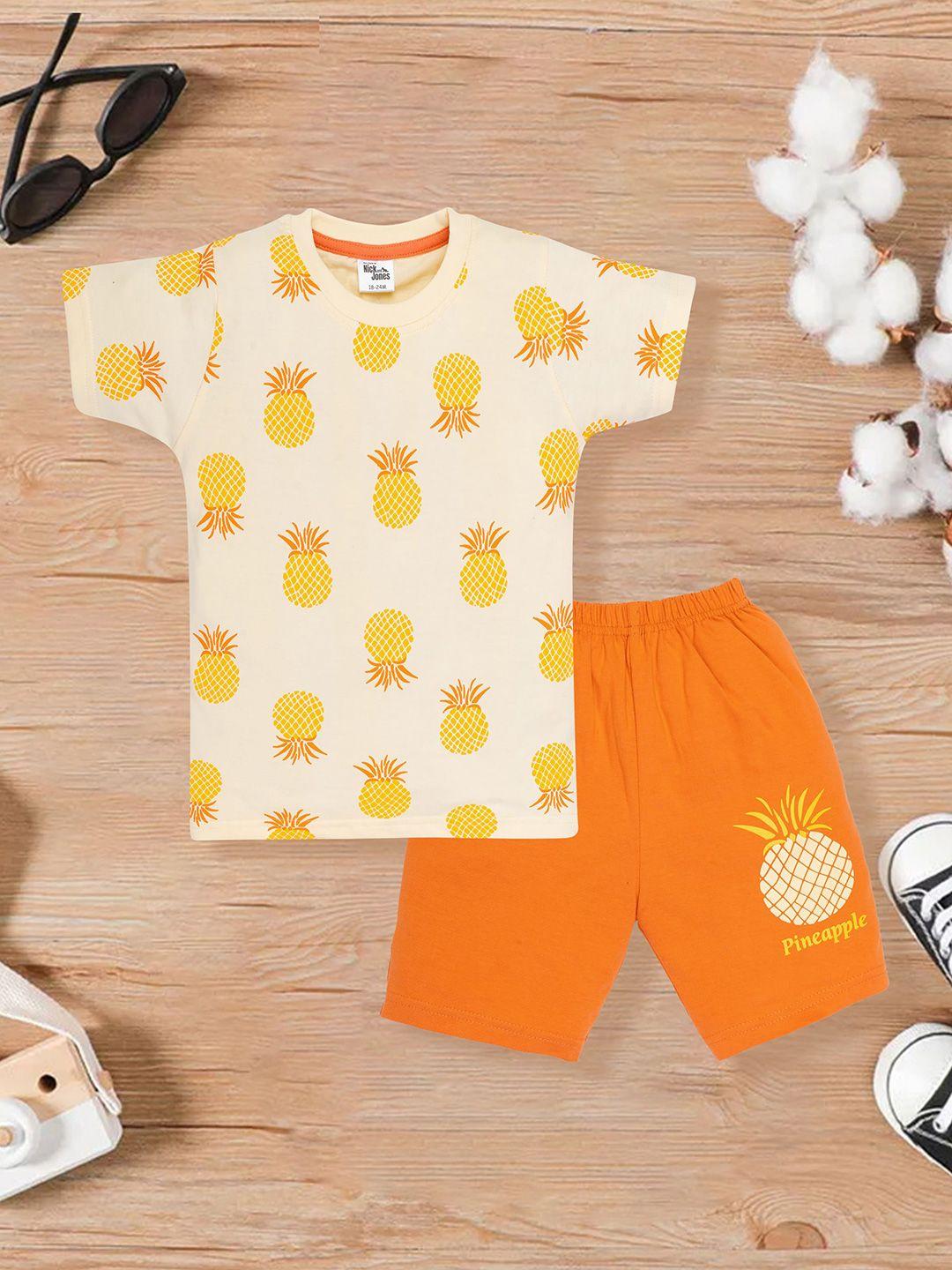 nick and jones kids printed pure cotton t-shirt with shorts