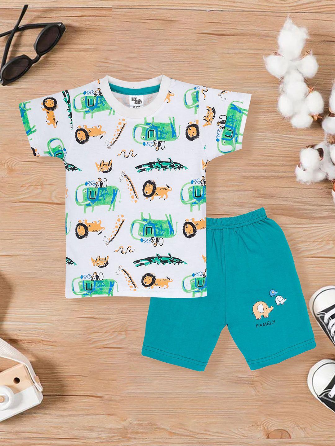 nick and jones kids printed pure cotton t-shirt with shorts