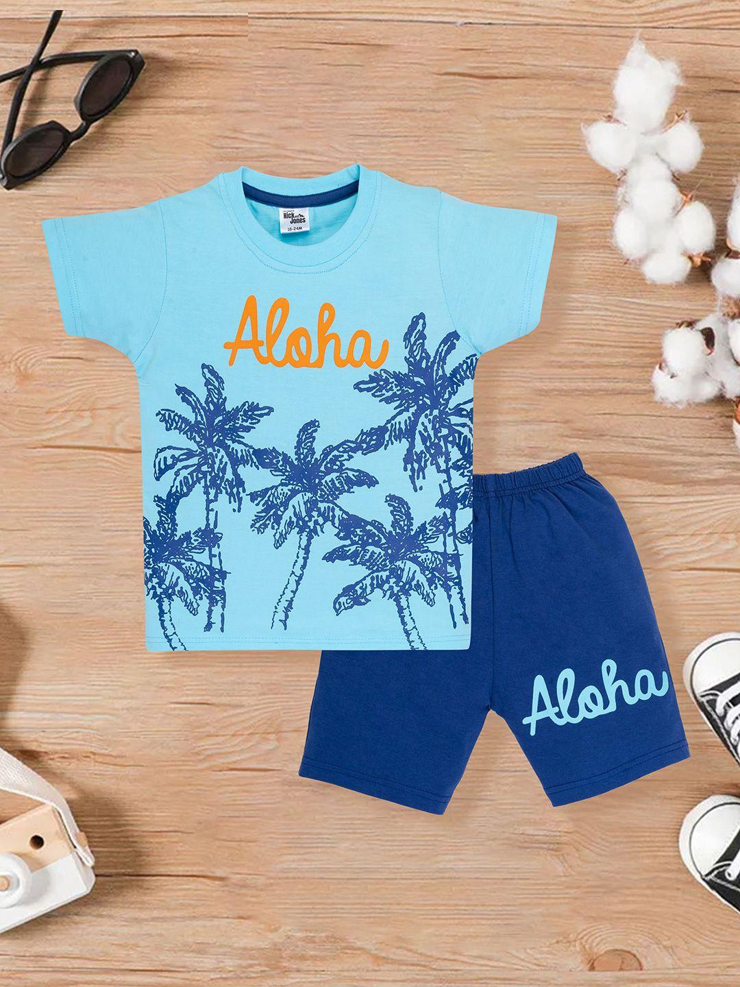 nick and jones kids tropical printed pure cotton t-shirt with shorts