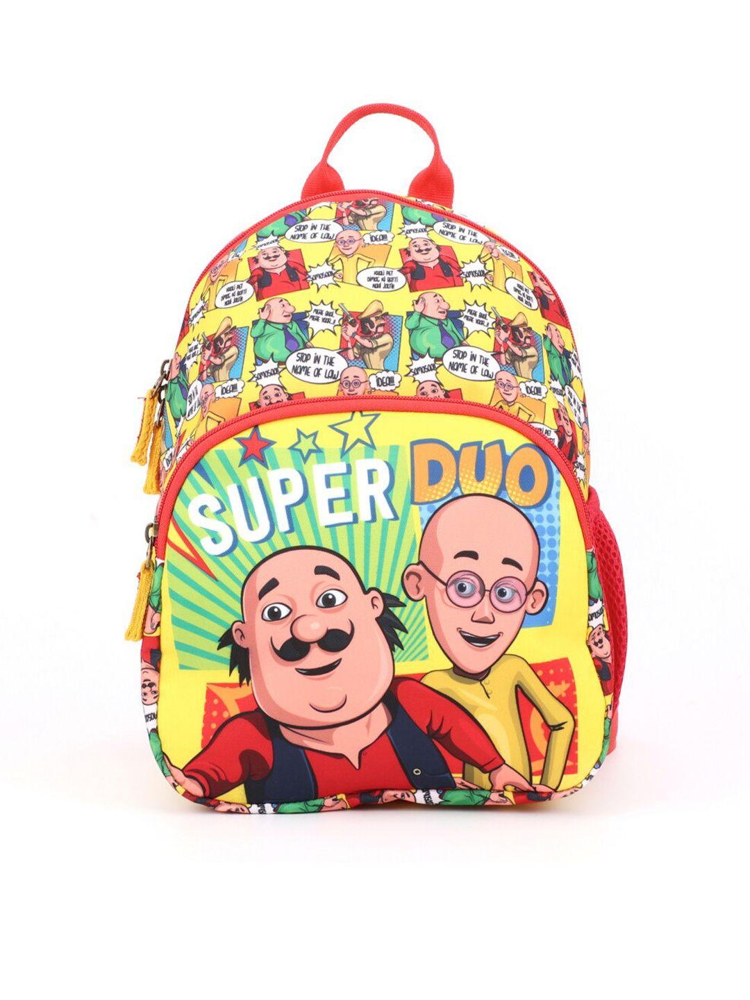 nickelodeon kids yellow & red graphic printed backpack