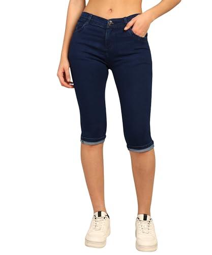 nifty women's denim stretchable slim fit capris (cpri_pln_bsc_32_basic_32)